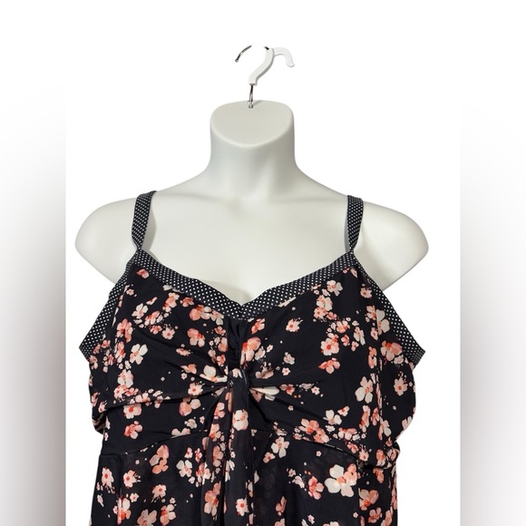 NWOT, Claire France, Plus Size Floral Tankini Top, 3X, Pink, Navy - Picture 2 of 9